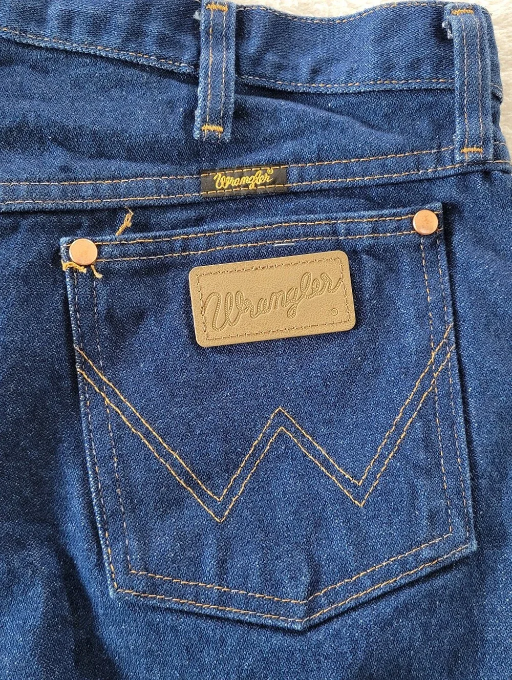 Wrangler Jeans 13MWZ Cowboy Cut Mens Size 36 x34 Blue Orange Stitch Cotton Heavy
